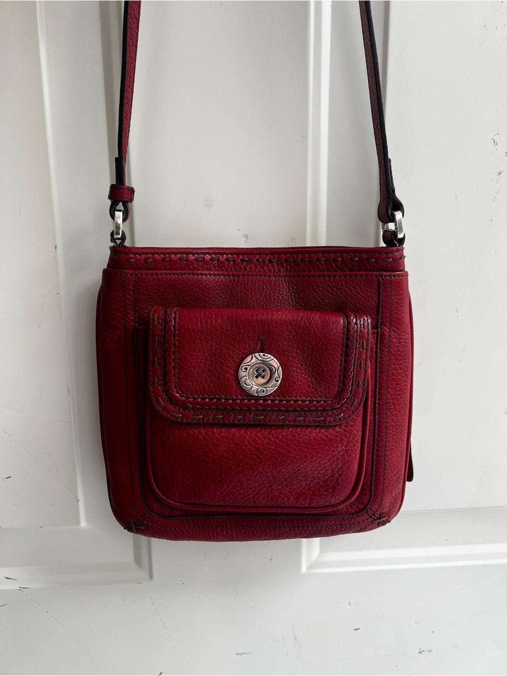 Brighton Red Leather Crossbody Bag with Front Pocket
